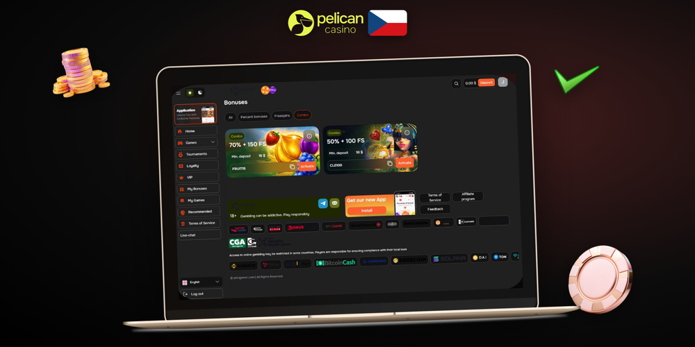 Zadejte Pelican Casino bonus kód PC180 v pokladně a aktivujte svůj vklad