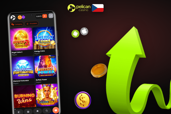 Mozaika slotů a živé rulety dostupných v mobilní aplikaci Pelican Casino